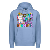 Colony Blue cute smart and a little bit dramatic unicorn Premium Hoodie - AdoDesignShop