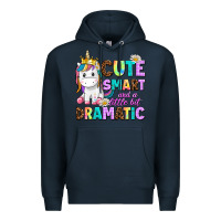 Navy cute smart and a little bit dramatic unicorn Premium Hoodie - AdoDesignShop