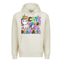 Oatmeal Heather cute smart and a little bit dramatic unicorn Premium Hoodie - AdoDesignShop