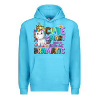 Ocean Blue cute smart and a little bit dramatic unicorn Premium Hoodie - AdoDesignShop