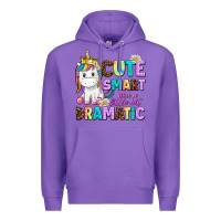 Purple cute smart and a little bit dramatic unicorn Premium Hoodie - AdoDesignShop