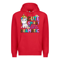 Red cute smart and a little bit dramatic unicorn Premium Hoodie - AdoDesignShop