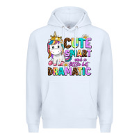 White cute smart and a little bit dramatic unicorn Premium Hoodie - AdoDesignShop