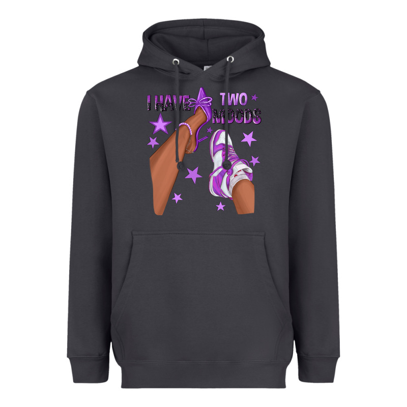 Purple I Have Two Moods Afro Girl Sneakers Heavyweight Hoodie by texasbilliewilder | Teevron