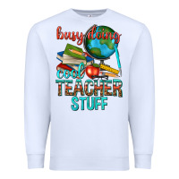 White busy doing cool teacher stuff Premium Sweatshirt - texasbilliewilder