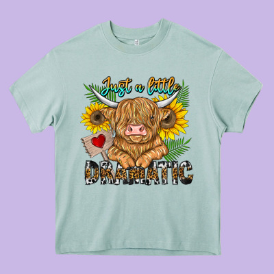 Just A Little Dramatic Heavy Core Tee Designed By Cowhidedigitalart
