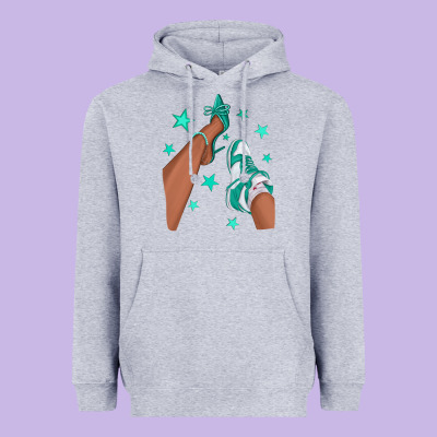 Teal Afro Girl Sneakers And Heels Heavyweight Hoodie Designed By Texasbilliewilder
