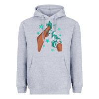 Heather Grey Teal Afro Girl Sneakers and Heels Heavyweight Hoodie - texasbilliewilder
