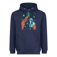Navy Teal Afro Girl Sneakers and Heels Heavyweight Hoodie - texasbilliewilder