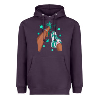 Plum Teal Afro Girl Sneakers and Heels Heavyweight Hoodie - texasbilliewilder