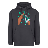 Smoke Teal Afro Girl Sneakers and Heels Heavyweight Hoodie - texasbilliewilder