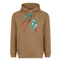 Toasted Coconut Teal Afro Girl Sneakers and Heels Heavyweight Hoodie - texasbilliewilder