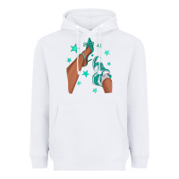 White Teal Afro Girl Sneakers and Heels Heavyweight Hoodie - texasbilliewilder
