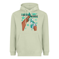 Matcha Teal I Have Two Moods Afro Girl Sneakers Heavyweight Hoodie - texasbilliewilder