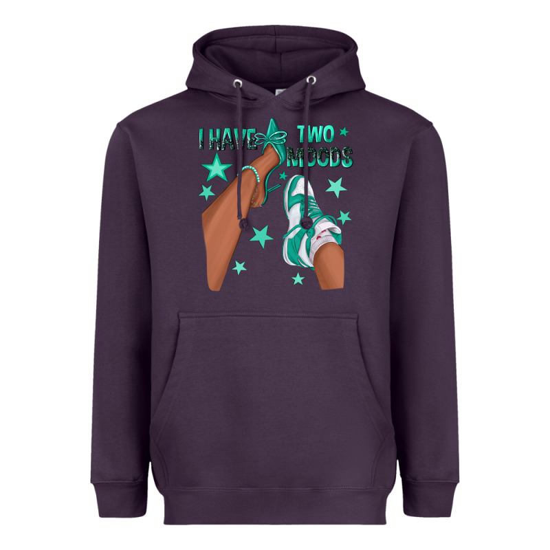 Teal I Have Two Moods Afro Girl Sneakers Heavyweight Hoodie by texasbilliewilder | Teevron