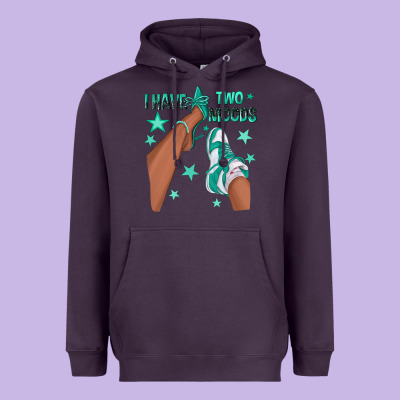 Teal I Have Two Moods Afro Girl Sneakers Heavyweight Hoodie Designed By Texasbilliewilder