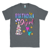Charcoal Heather Birthday Girl 9 Classic Tee - BundleAndBundleShop