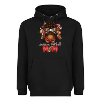 Black american football mom red and silver afro messy bu Heavyweight Hoodie - texasbilliewilder
