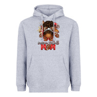 Heather Grey american football mom red and silver afro messy bu Heavyweight Hoodie - texasbilliewilder