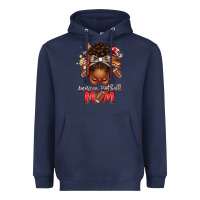 Navy american football mom red and silver afro messy bu Heavyweight Hoodie - texasbilliewilder