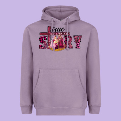 Heavyweight Hoodie Pink Christmas true story holy family
