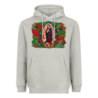 Moon Dust Mexican Flag Lady Of Guadalupe Distressed Backgrou Heavyweight Hoodie - RanaPortraitStore
