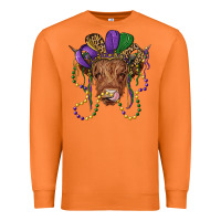 Carrot highland cow with mardi gras hat Premium Sweatshirt - RanaPortraitStore