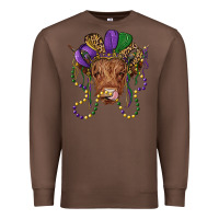 Chestnut highland cow with mardi gras hat Premium Sweatshirt - RanaPortraitStore
