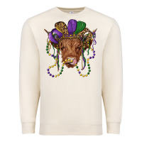 Sandshell highland cow with mardi gras hat Premium Sweatshirt - RanaPortraitStore