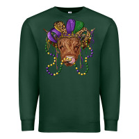 Sports Green highland cow with mardi gras hat Premium Sweatshirt - RanaPortraitStore