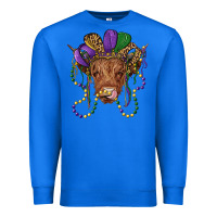 True Royal highland cow with mardi gras hat Premium Sweatshirt - RanaPortraitStore