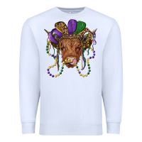 White highland cow with mardi gras hat Premium Sweatshirt - RanaPortraitStore