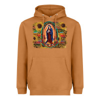 Meerkat Sunflower Lady Of Guadalupe Distressed Background Heavyweight Hoodie - RanaPortraitStore