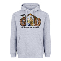 Heather Grey With God All Things Are Possible Heavyweight Hoodie - RanaPortraitStore