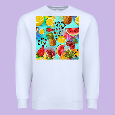 Fruits Tie Dye Seamless Pattern Premium Sweatshirt Designed By Zillion Design Studio