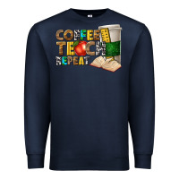 Navy coffee teach repeat Premium Sweatshirt - texasbilliewilder