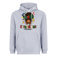 Heather Grey educational coordinator life afro messy bun Heavyweight Hoodie - texasbilliewilder