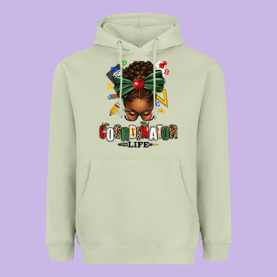 Educational Coordinator Life Afro Messy Bun Heavyweight Hoodie Designed By Texasbilliewilder