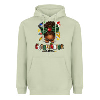 Matcha educational coordinator life afro messy bun Heavyweight Hoodie - texasbilliewilder