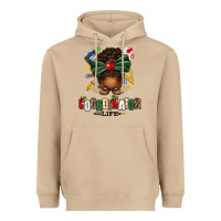 Mushroom educational coordinator life afro messy bun Heavyweight Hoodie - texasbilliewilder