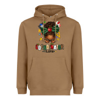 Toasted Coconut educational coordinator life afro messy bun Heavyweight Hoodie - texasbilliewilder