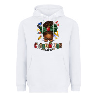 White educational coordinator life afro messy bun Heavyweight Hoodie - texasbilliewilder