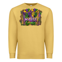 Antique Gold mardi gras mask with leopard background Premium Sweatshirt - RanaPortraitStore