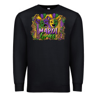 Black mardi gras mask with leopard background Premium Sweatshirt - RanaPortraitStore