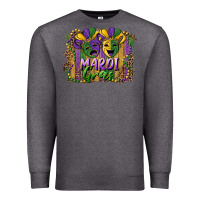 Charcoal Heather mardi gras mask with leopard background Premium Sweatshirt - RanaPortraitStore
