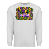 Dove Grey mardi gras mask with leopard background Premium Sweatshirt - RanaPortraitStore