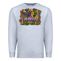 Heather Grey mardi gras mask with leopard background Premium Sweatshirt - RanaPortraitStore