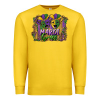 Lemon mardi gras mask with leopard background Premium Sweatshirt - RanaPortraitStore