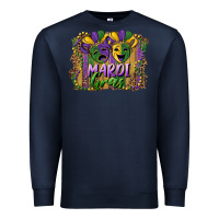 Navy mardi gras mask with leopard background Premium Sweatshirt - RanaPortraitStore