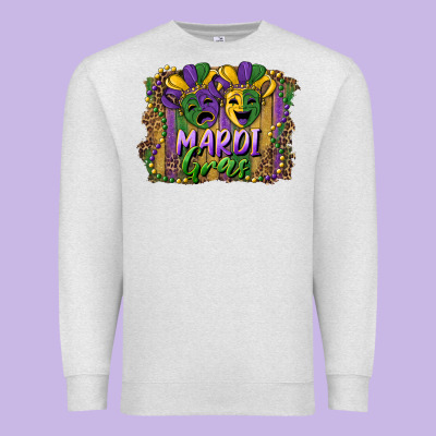 Mardi Gras Mask With Leopard Background Premium Sweatshirt Designed By Ranaportraitstore